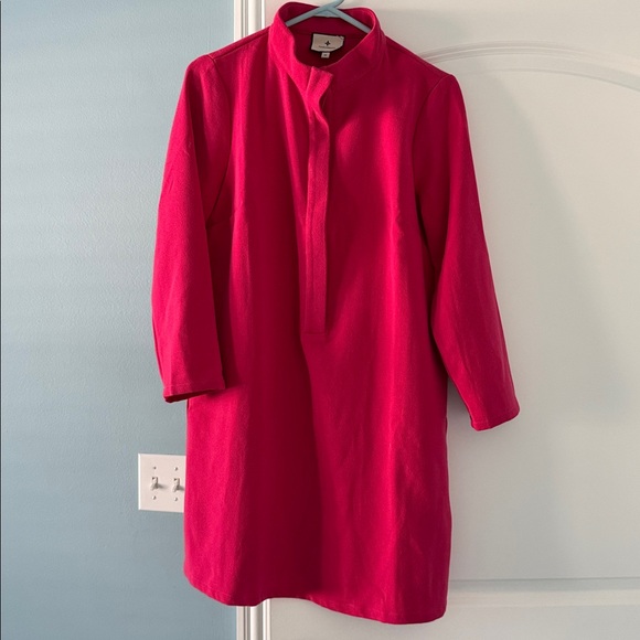 Tuckernuck Dresses & Skirts - Tuckernuck Fuchsia Pink Avery Terry Shirt Dress Mini Button Front Stand Collar M